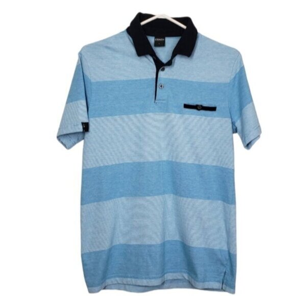 Coach Men's Polo Golf Shirt Short Sleeve Stripes Blue Size Large - Picture 11 of 11